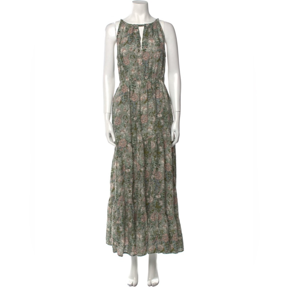 Joie Linen Pastel Green Pink Floral A-Line Maxi Dress EUC Women’s Size - M